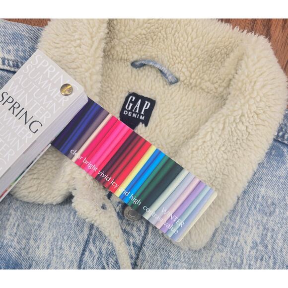 Gap Acid Wash Sherpa Lined Denim Bomber Jacket - Picture 5 of 6